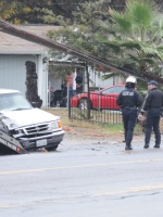 Power pole severed by truck. Photo credit: Luke Otterstad