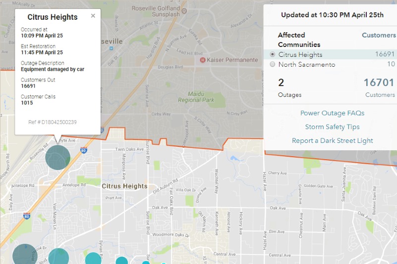 SMUD power outage, Citrus Heights