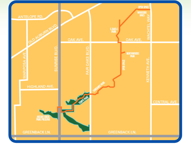 The Arcade Cripple Creek Trail at Arcade Lake Lane and Sayonara Drive. // SB Williams