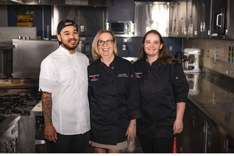 Executive Chef and San Juan High grad Anthony Vo visited the culinary program to reunite with his former culinary teacher in October. // San Juan Unified School District