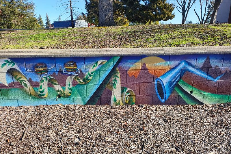Abstract artwork painted at Sunrise Village by artist Jacob Lewis.