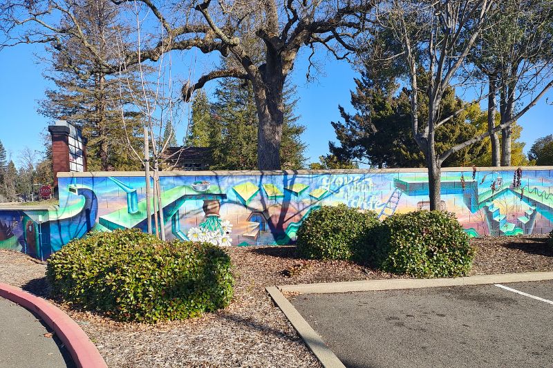 Abstract artwork painted at Sunrise Village by artist Jacob Lewis.