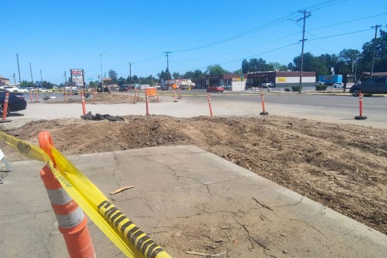 Construction workers have demolished sidewalks along Auburn Blvd. for the Auburn Blvd. Complete Streets Project Phase 2.