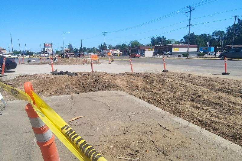 Construction workers have demolished sidewalks along Auburn Blvd. for the Auburn Blvd. Complete Streets Project Phase 2.