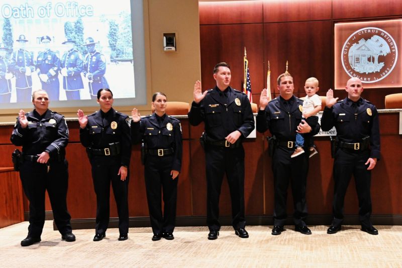 Citrus Heights Police promoted 1 and hired new officers during an Oath of Office ceremony at Citrus Heights City Hall, June 25, 2025. // Citrus Heights Police Department