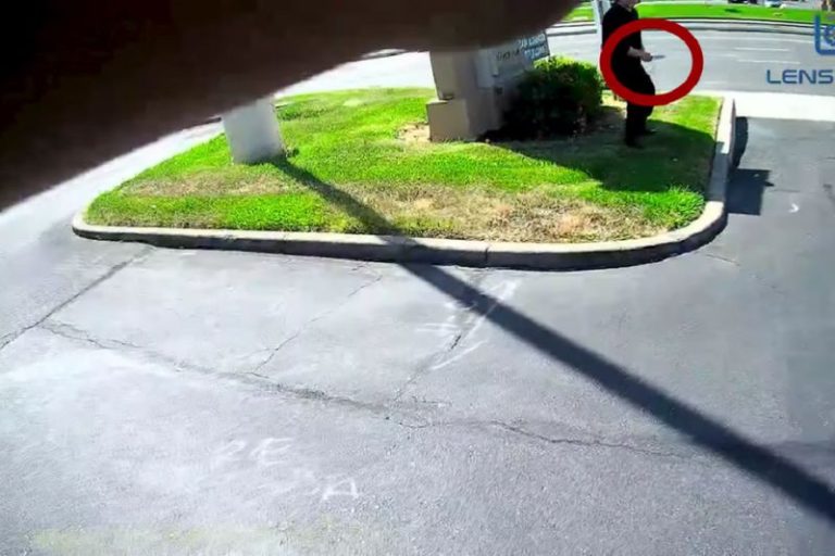 A still image from body cam footage released by Citrus Heights police of an officer-involved shooting from April 21, 2025, showing a suspect holding a 7 in. knife while an officer demands he drop his weapon. // Citrus Heights Police Department.