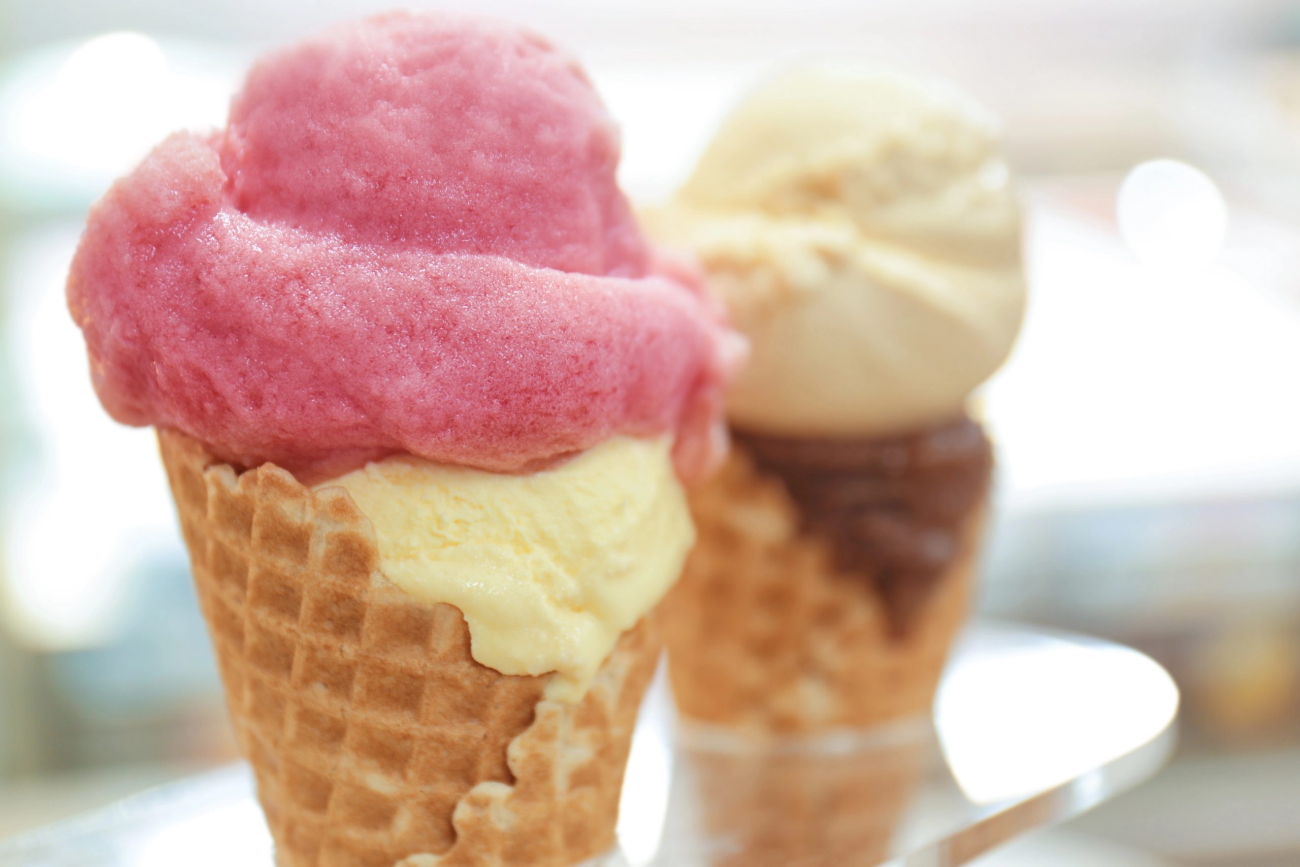 Two Ice cream cones, stock photo