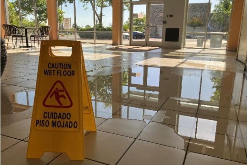 Water From Leaking Water Fountain in the Sunrise Mall Food Court. May 20, 2025. // City of Citrus Heights