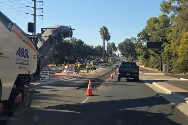 A new left turn lane is being constructed on Sunrise Blvd. In Citrus Heights.