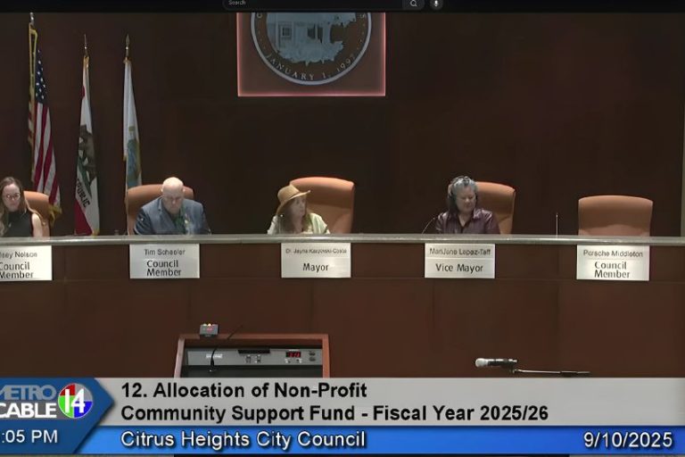 Four members of the Citrus Heights City Council voted to approve grant funding to nine nonprofits, Sept. 10, 2025