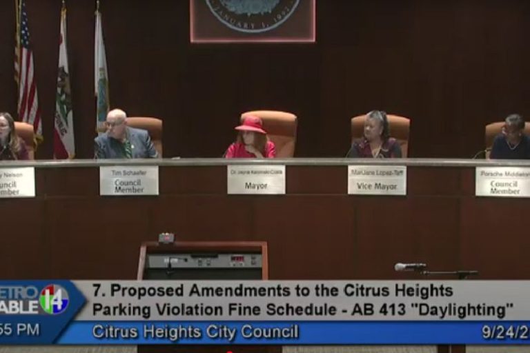 The Citrus Heights City Council voted 3-2 against implementing parking violation fines in Citrus Heights that were proposed in light of California’s new “Daylighting” law, Sept. 24, 2025.