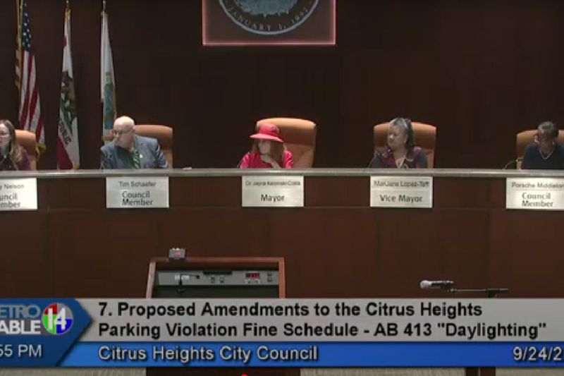 The Citrus Heights City Council voted 3-2 against implementing parking violation fines in Citrus Heights that were proposed in light of California’s new “Daylighting” law, Sept. 24, 2025.