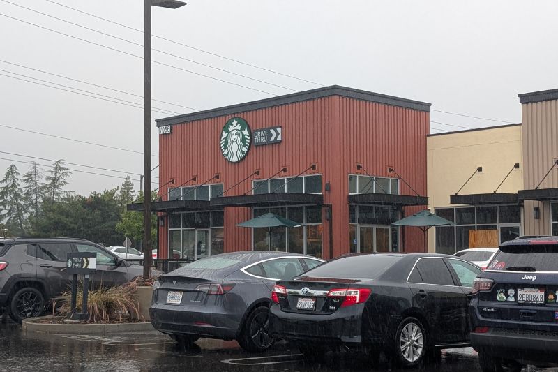 The Starbucks at Copperwood Square in Citrus Heights appeared busy on Thursday with a packed parking lot. // SB Williams