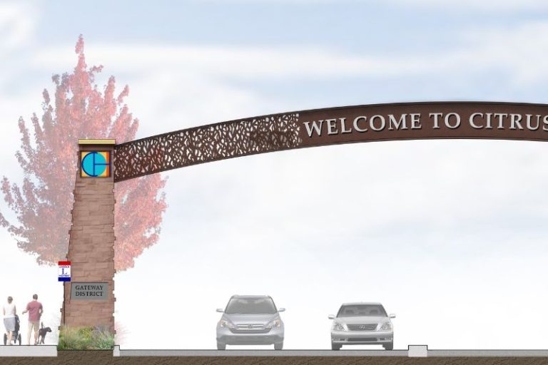 A rendering of a planned gateway arch that is being constructed at the northern border of Citrus Heights. // Courtesy of the City of Citrus Heights