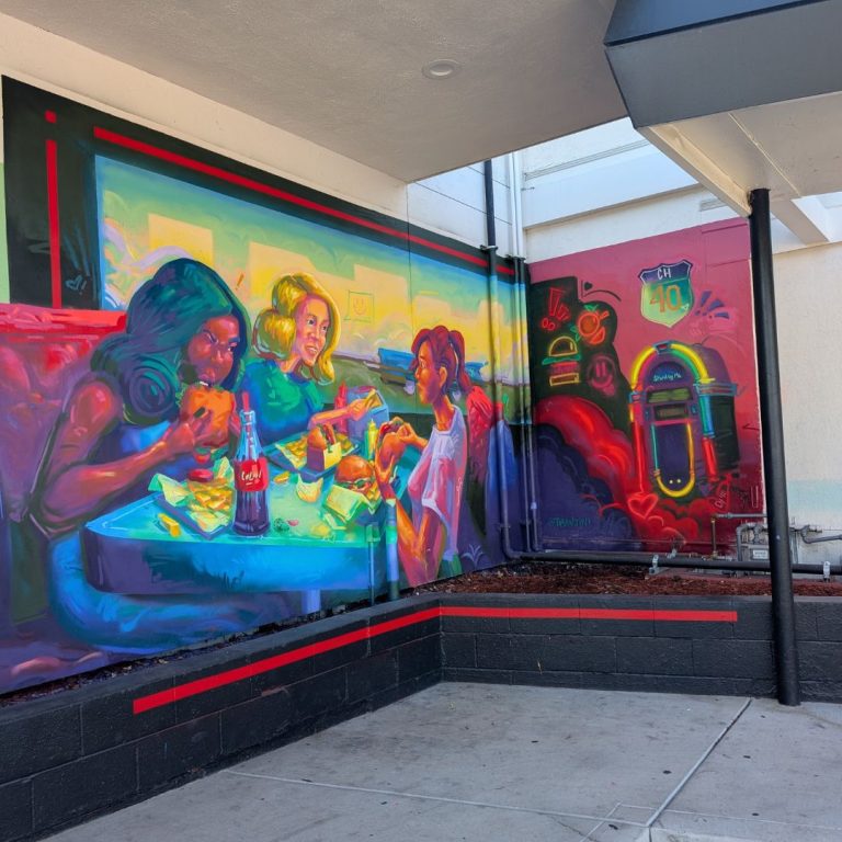 One of many murals painted on Auburn blvd commissioned by Citrus Heights Arts ahead of ArtBeat 2025. // SB Williams